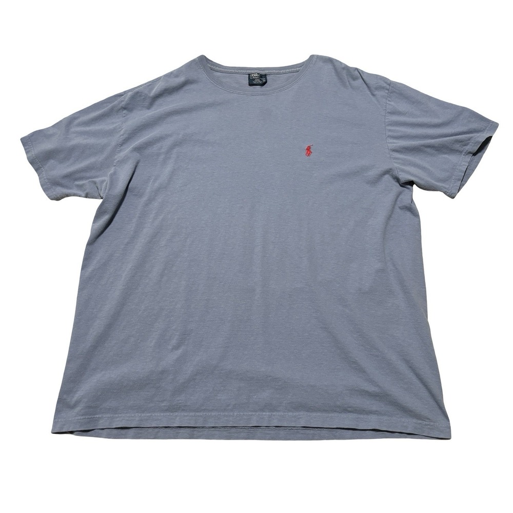 Vintage Polo Ralph Lauren Men's T Shirt Faded Blue *Stained* Size XL 25 x 30